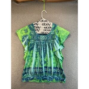 Cato Blouse Women's Size Large Blue Boat Neck Short‎ Sleeve Career Casual Shirt